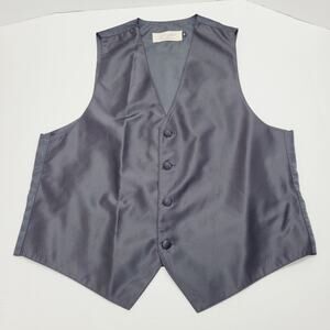 JEAN YAES PARIS Pour L' Homme Medium Formal Wedding Prom Vest Satin Black VTG